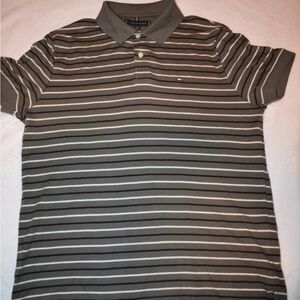Tommy Hilfiger Men's Polo Shirt - Black and White Stripes